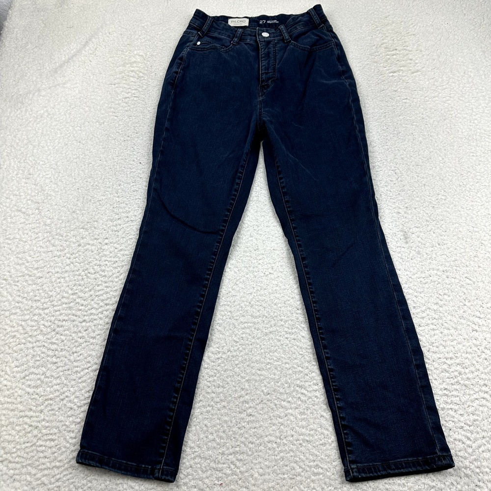 Pilcro Straight Leg Jeans Women's 27 Blue High Waist Denim Stretch Anthropologie